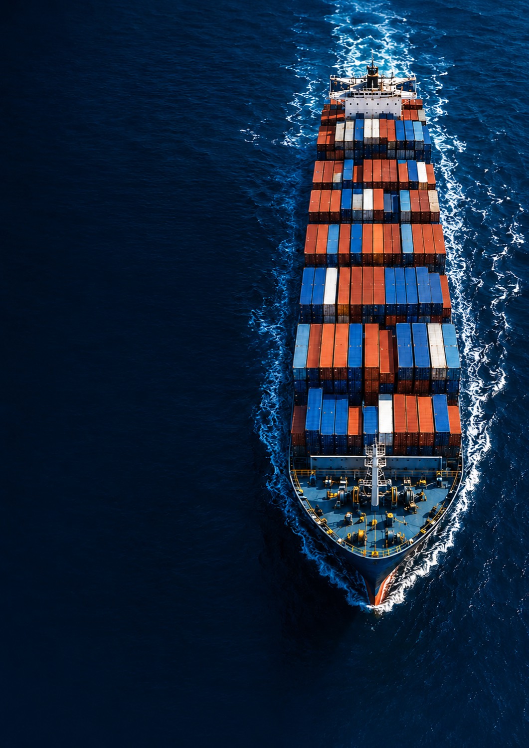 Container ship loaded with sea freight crossing the ocean